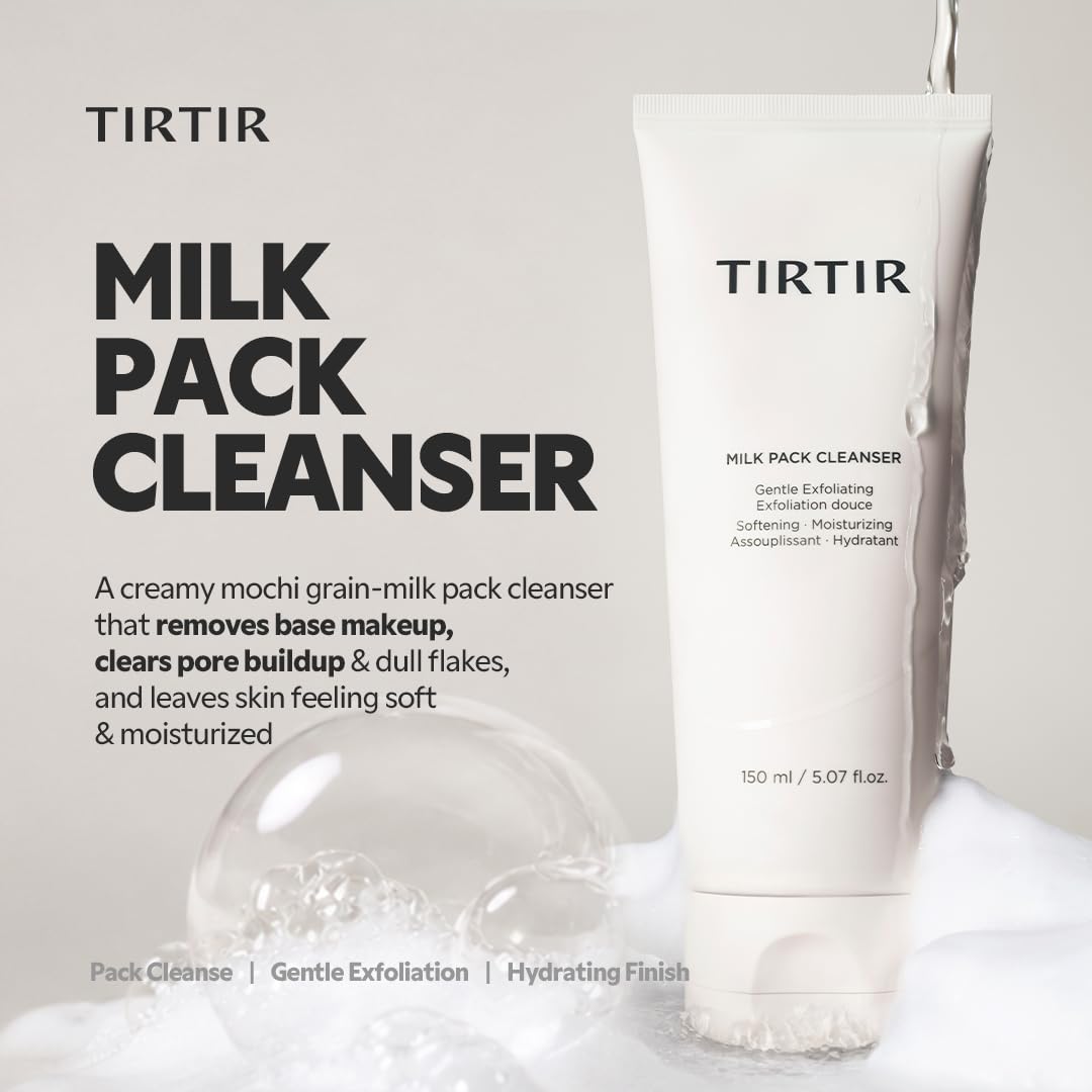 TIRTIR Milk Pack Cleanser with Vegan Milk and Red Bean Powder, 150ml