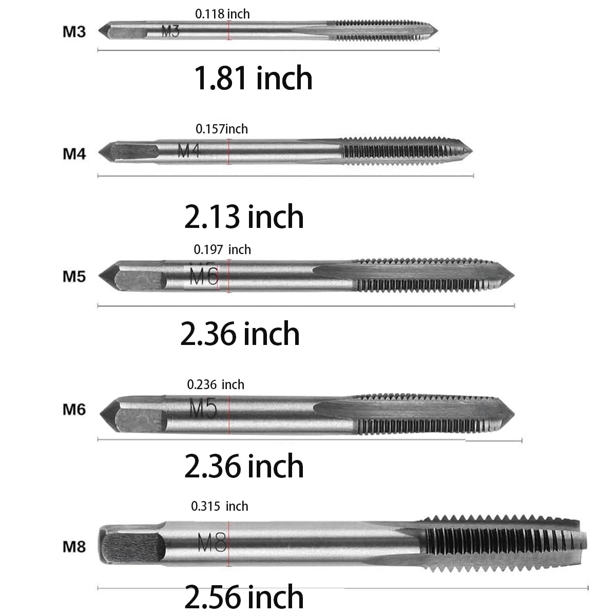 Silver Metric Metal Hand Thread Taps, 6pcs M3-M8 Ratchet Tap Re-Threading Tool, Adjustable Tap Threading Wrench SetCombination for Tap and Die Sets Cutting External and Internal Thread - Image 2