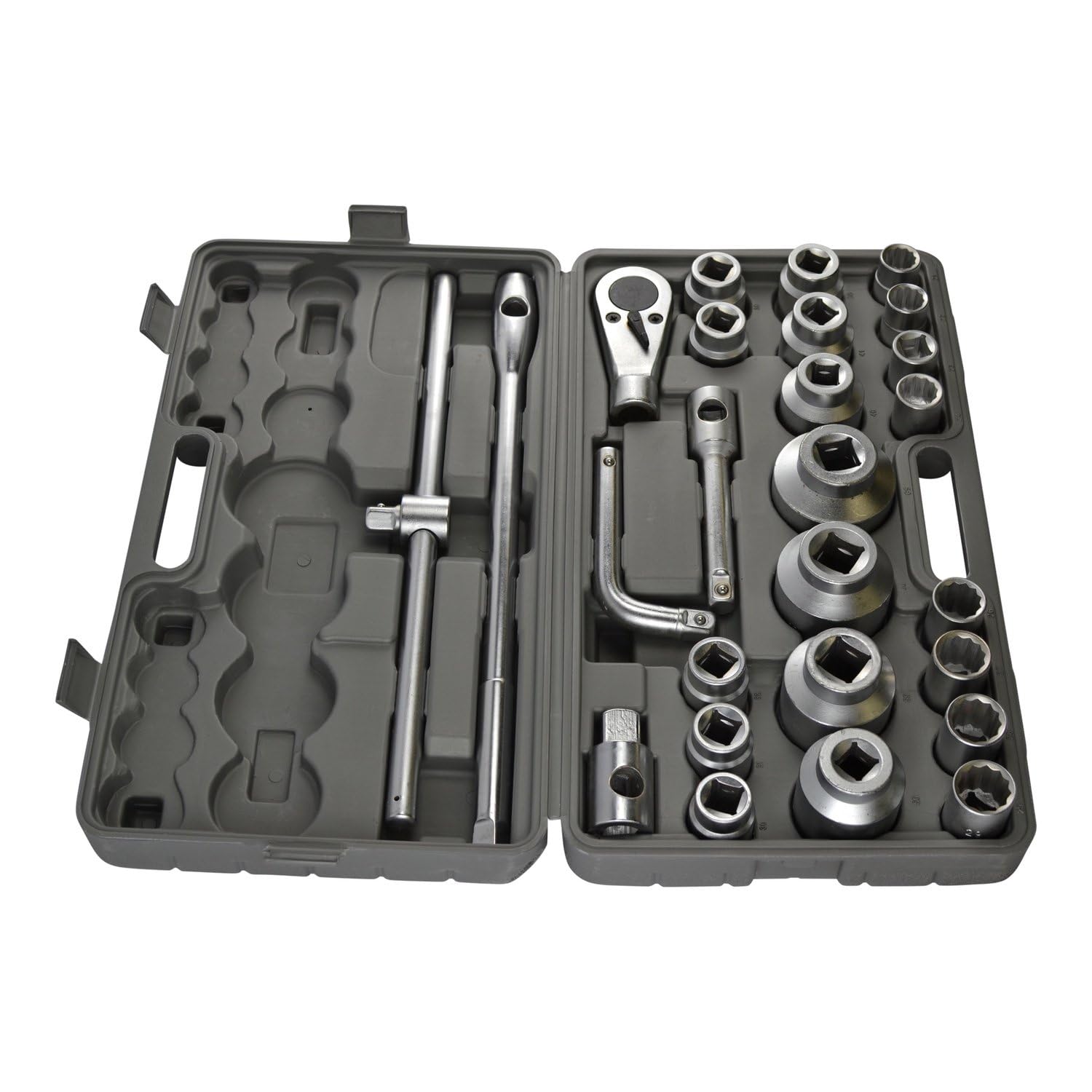 SATKIT Juego de Herramientas 3/4" 26 Piezas Vasos Extragrandes 21-65 mm Acero Cromo-Vanadio para Camiones y Tractores