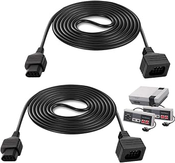 Extension Cables 7P for Nintendo NES Classic Controller, 2 Pack 6FT Extending Cords for Original 1985 Nintendo NES Game Controller Accessories