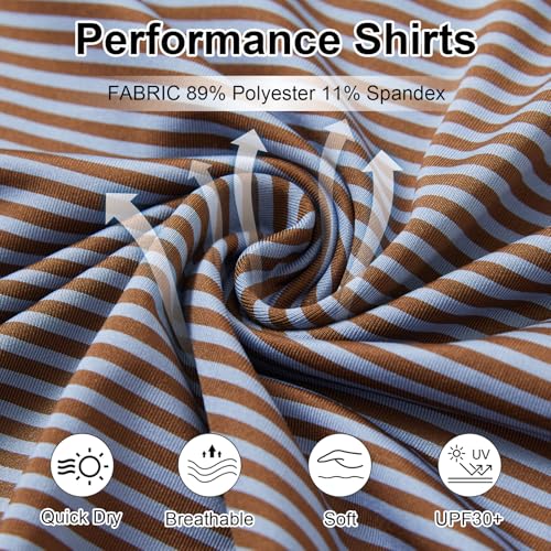 Image of Golf Shirts for Men - Dry Fit Moisture Wicking Short Sleeve Performance Sport Casual Striped Collared Mens Polo Shirt