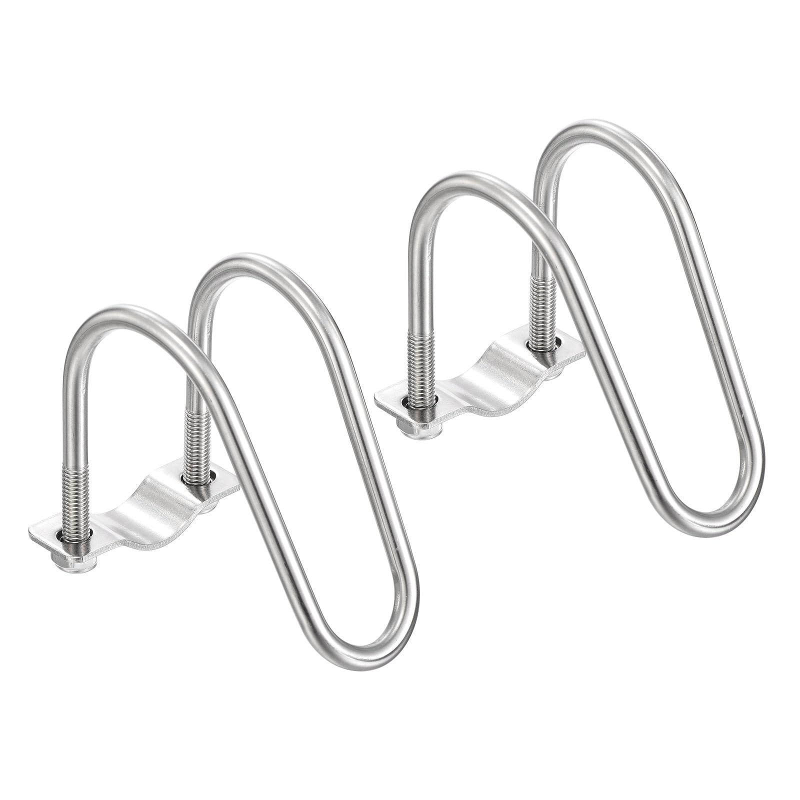 sourcing map 2pcs Cross Pipe Clamp 25mm x 50mm (0.98" x 1.97") M8 304 Stainless Steel U-Shaped Tube Buckle Crossover Steel Pipe Connector for Farm Greenhouse Awning Frames Nursery Fence