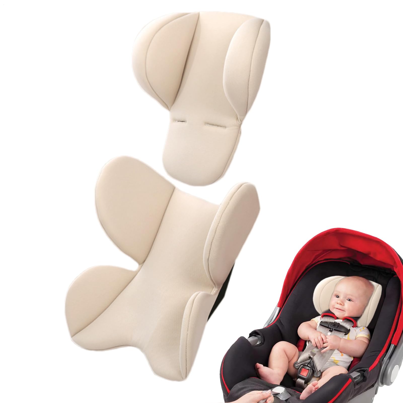 Shaersu Baby Car Seat Cushion, Baby Head & Body Support car seat insert pad, Soft Stroller Cushion Pads, Newborns Cars Seats Inserts, Carseat Neck Pillow, Head Neck Seats Insert Pad for New Born