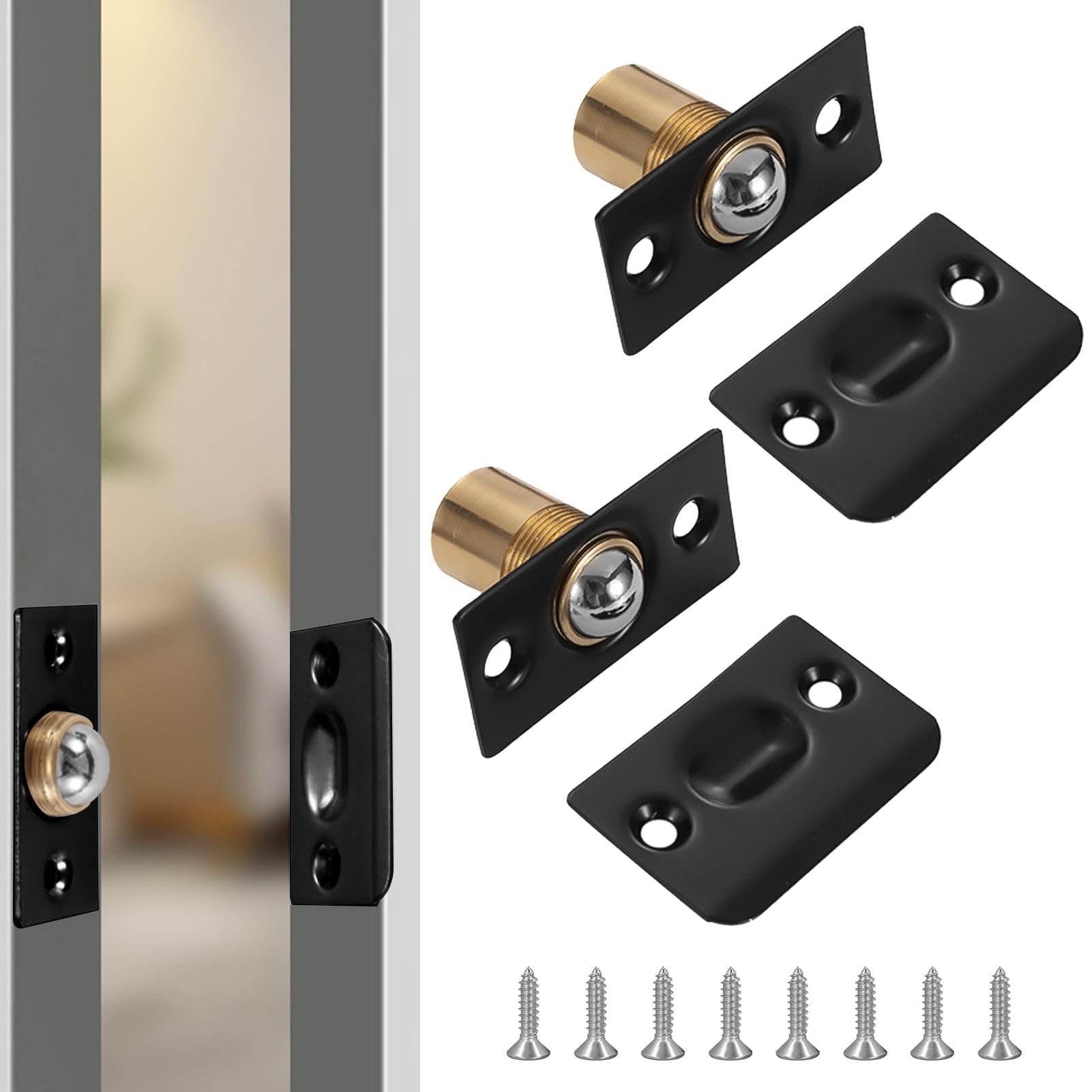 Parthan 2 Pcs Ball Door Catches for Internal Door Adjustable Roller Catches with Screws