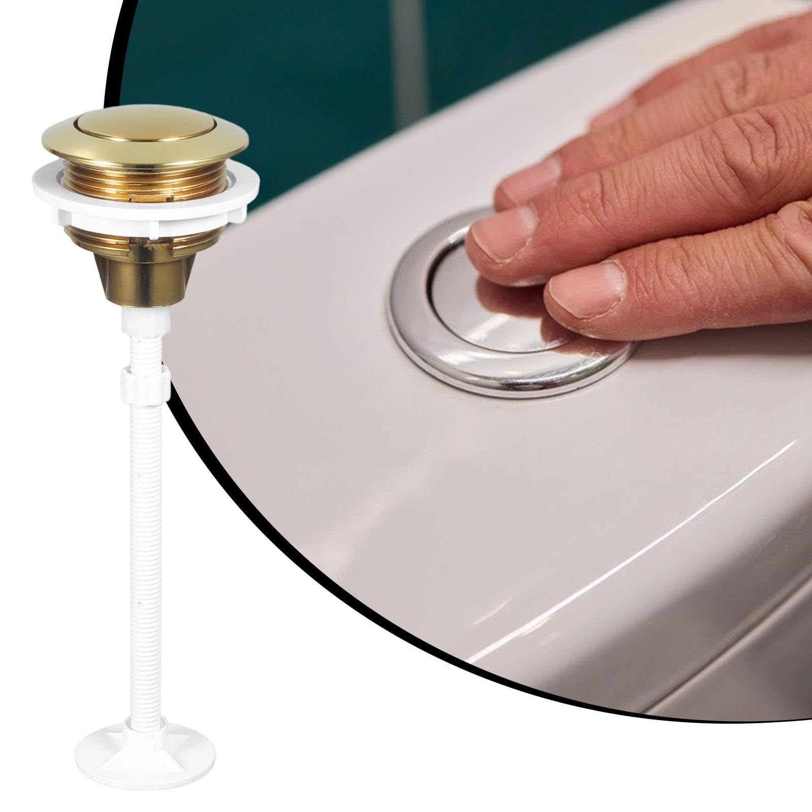 MagiDeal Repuestos para botón de descarga de inodoro, universal, redondo, de 38 mm, botón de un solo pulsador para tanque de inodoro, fácil de instalar para, Oro