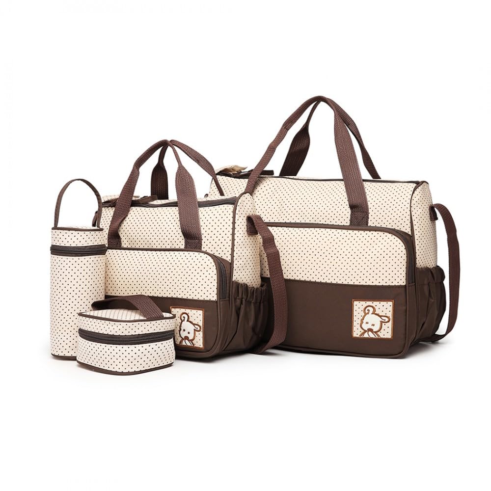 just4baby 5pcs Baby Nappy Changing Bags Set in Brown