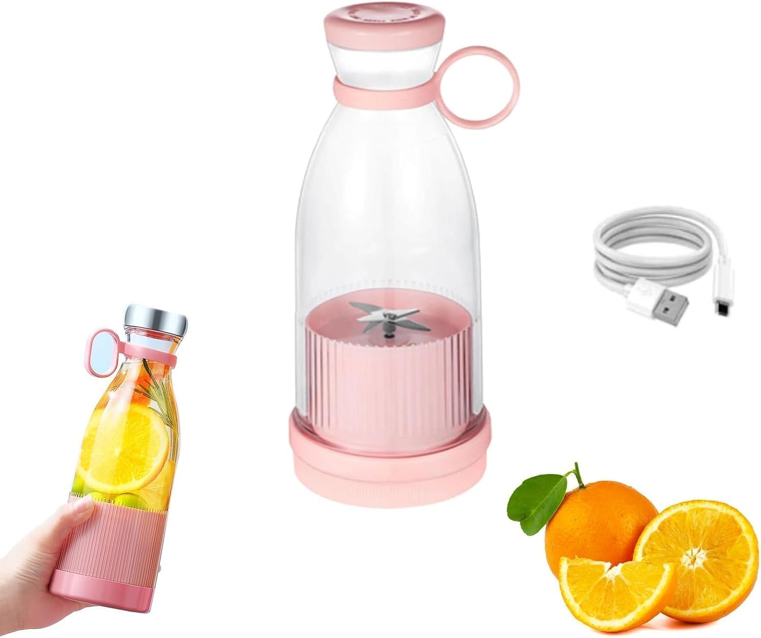 Portable Smoothie Blender Personal Blender 380ml Portable Smoothie Blender for Shakes and Smoothie（Pink）