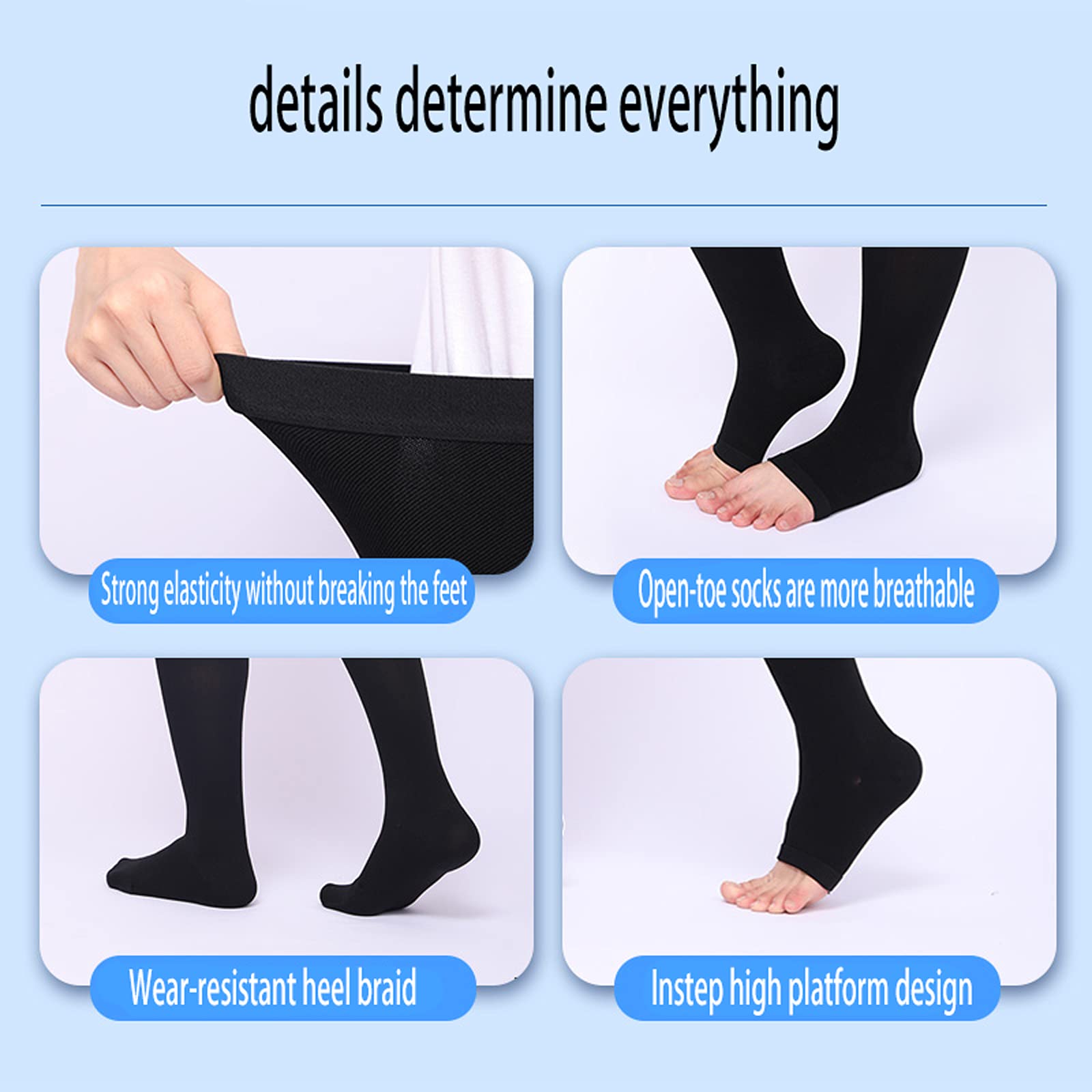 Bas pour Varices Collants médicaux à Bout Ouvert Chaussettes de Compression Anti-dérapantes et Difficiles à déformer pour soulager l'enflure de l'œdème Unisexe La Douleur,Flesh,S (Flesh XXX)