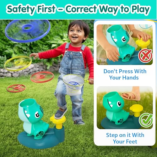 Image of Kidology Duck Disc Launcher, Flying Disc Launcher Toy, Step-On Flying Saucer Launch Toy Set Backyard Games And Activities For Children & Family, Green