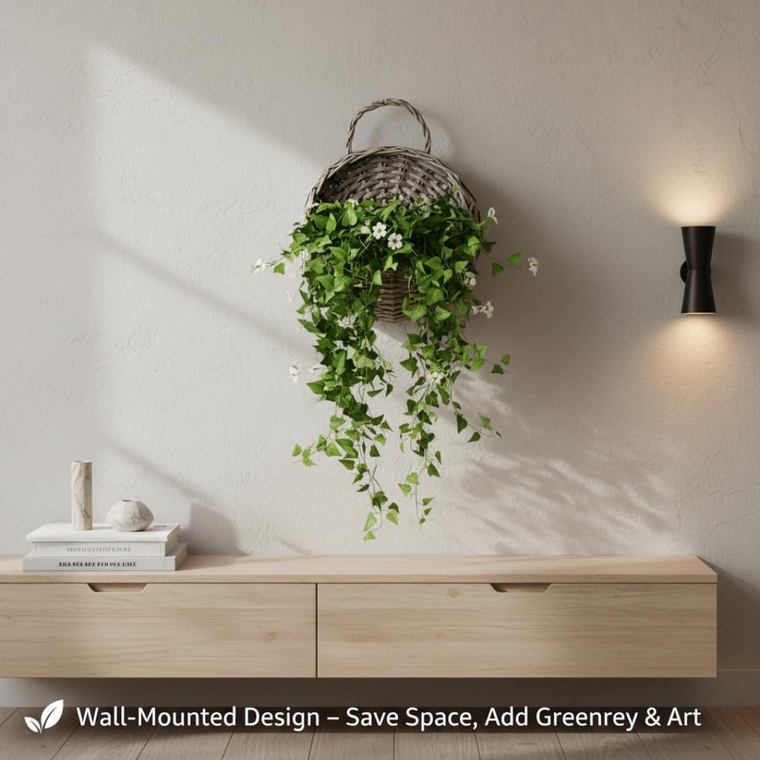 Wall Planter Vintage Wall Planter Baskets, 2-Pack Handwoven Willow Hanging Baskets for Indoor Decor, Garden Or Home..