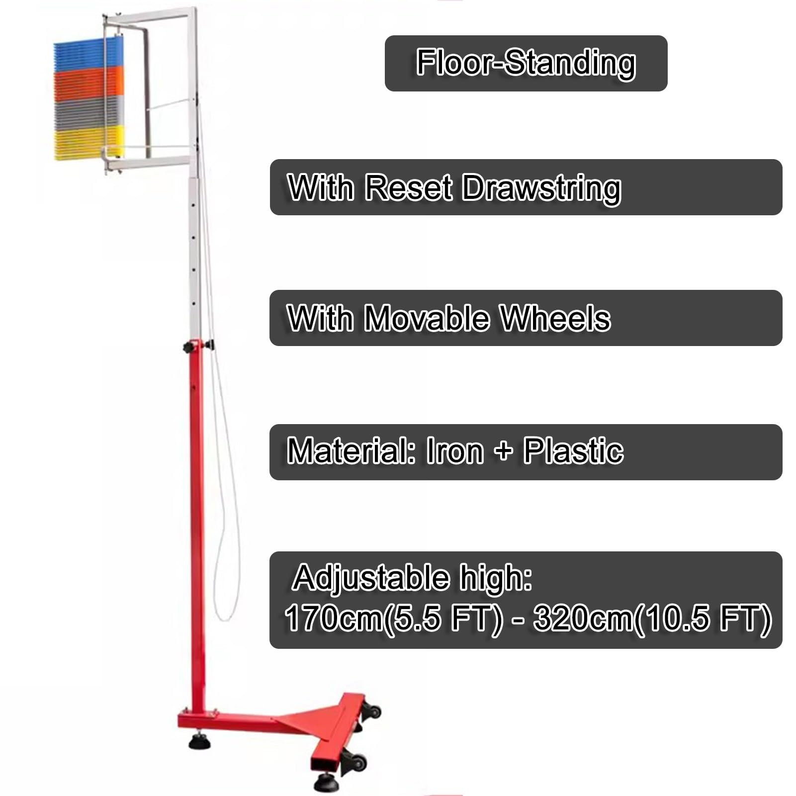 Fitness Jumping Height Training Aid dla dorosłych, urządzenie do pomiaru wysokości skoków z ruchomymi kółkami, tester zdolności do skakania w pomieszczeniach, regulowana wysokość, żółty - 1,4