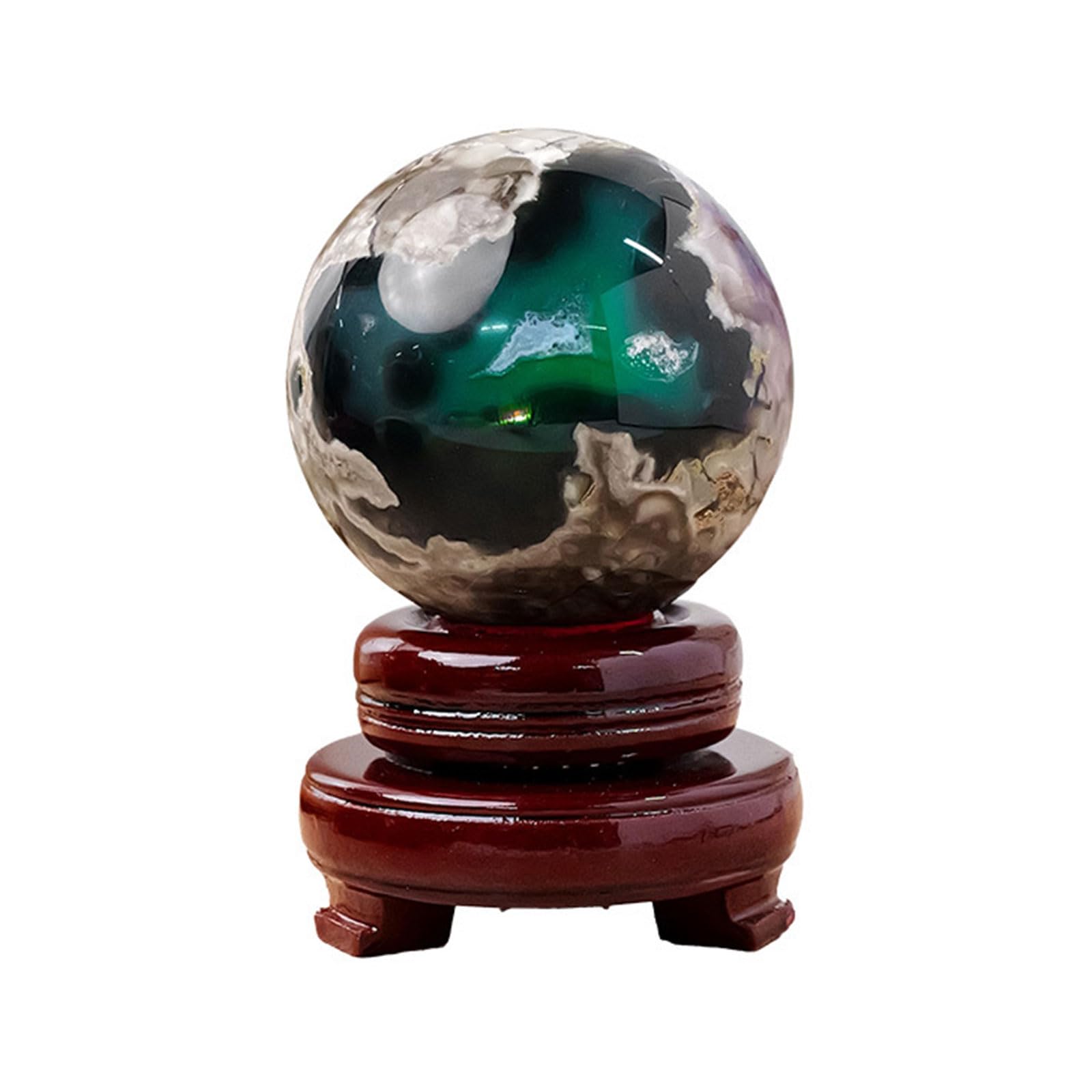 QWZTAEOZA Volcanic Agate Ball Green Fluorescent Stone Crystal BallHealing Home Decoration Ornaments,70~80mm