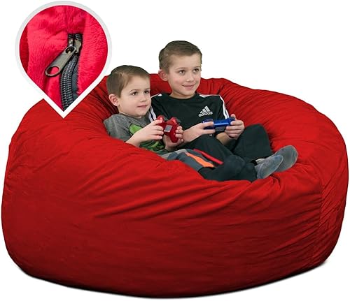 ULTIMATE SACK 4000 (4 pies) Funda para silla puff en varios colores solo funda (4000, piel roja)