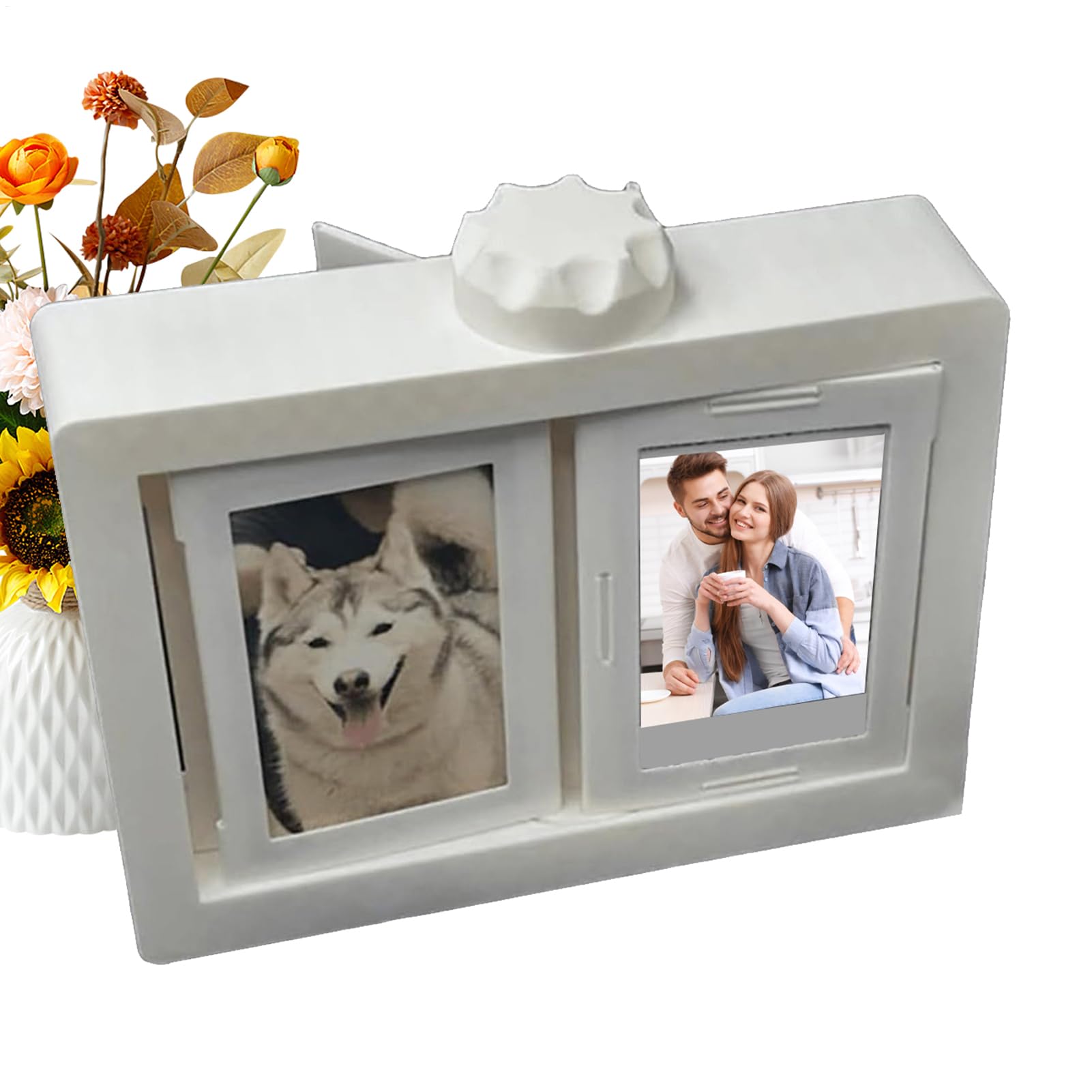 Soporte para 12 tarjetas y fotos giratorio 360 con acabado premium de sobremesa