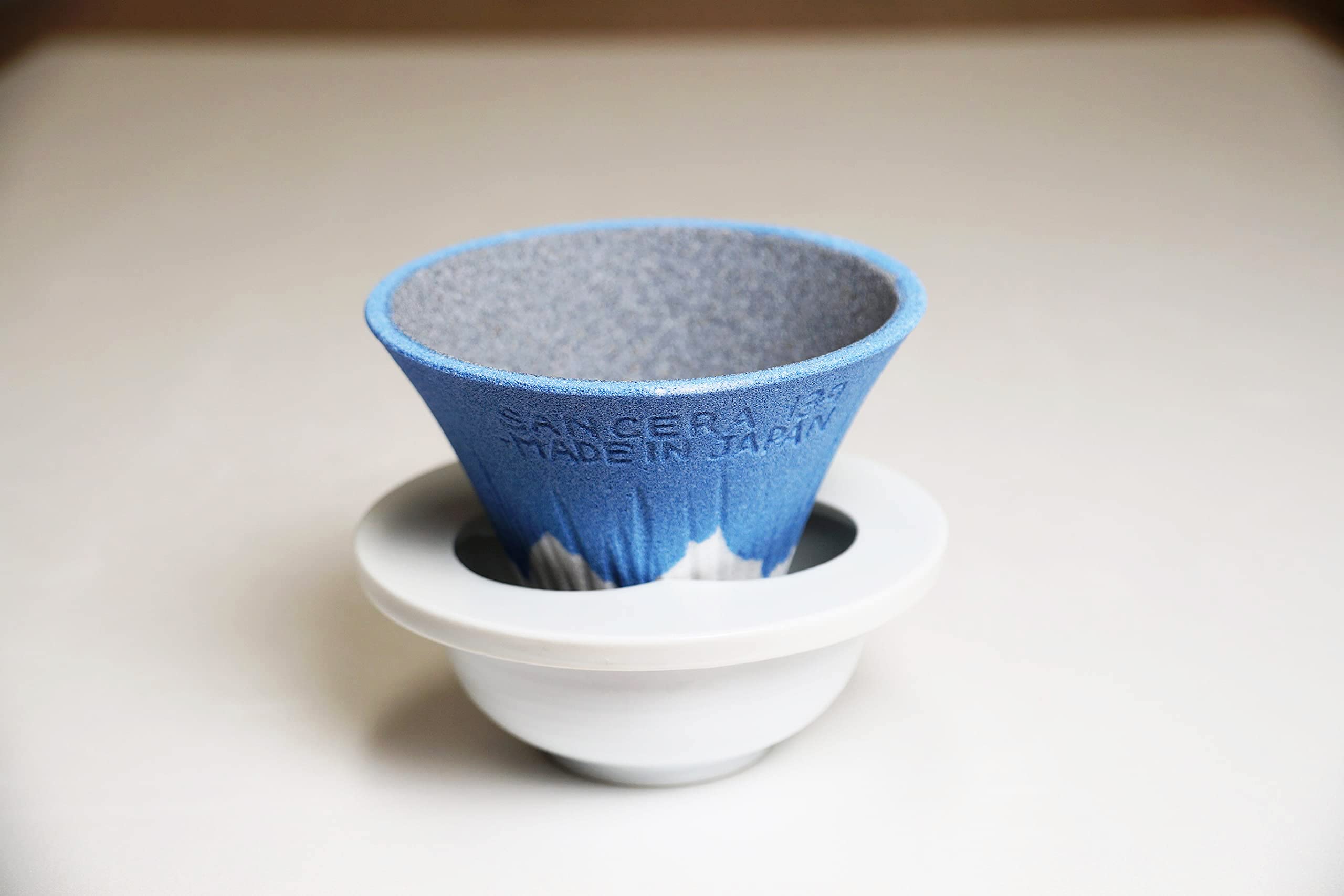 Mt. Fuji Keramik-Kaffeefilter, hergestellt in Japan, wiederverwendbar, blau