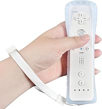 Funmo Télécommande Wii, Manette Wii, télécommande de jeu de compatible avec Wii, avec étui en silicone gratuit et dragonne (blanc)