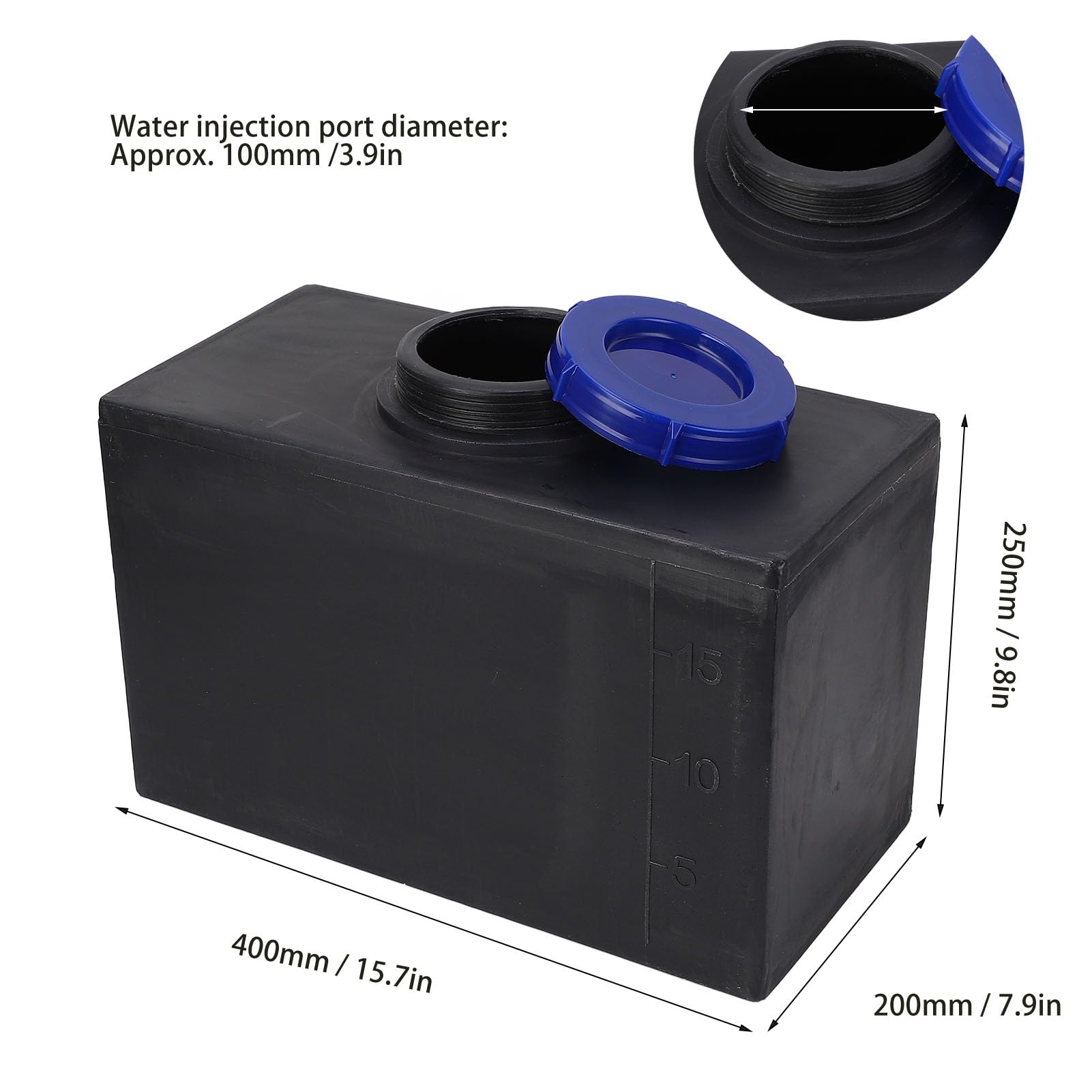 Serbatoio dell'Acqua da 5 galloni, Serbatoio dell'Acqua per Nero, Resistente al Calore e al Freddo, Serbatoio Quadrato per rimorchi, Barche, Yacht, 15,7 X