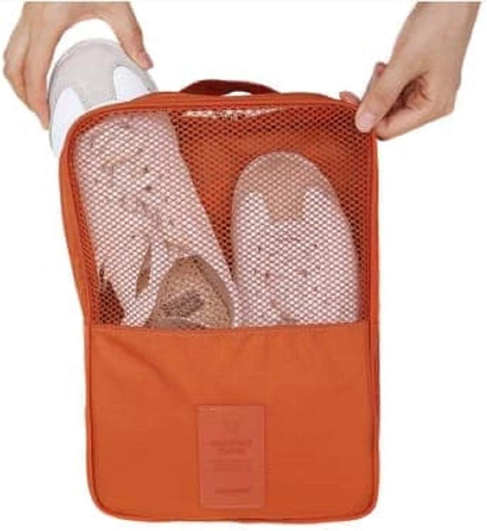 SVK Dream Waterproof Travelling Shoe Storage Bag/Footwear Organizer Pouch/Portable Shoes Storage Bag (Orange)