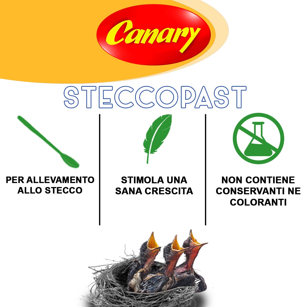 Canary SteccoPast 1 pack da 5kg Mangime in farina da imbecco per uccelli nidiacei - pastoncino per allevamento allo stecco, uccellini pullus, 1 confezione da 5kg
