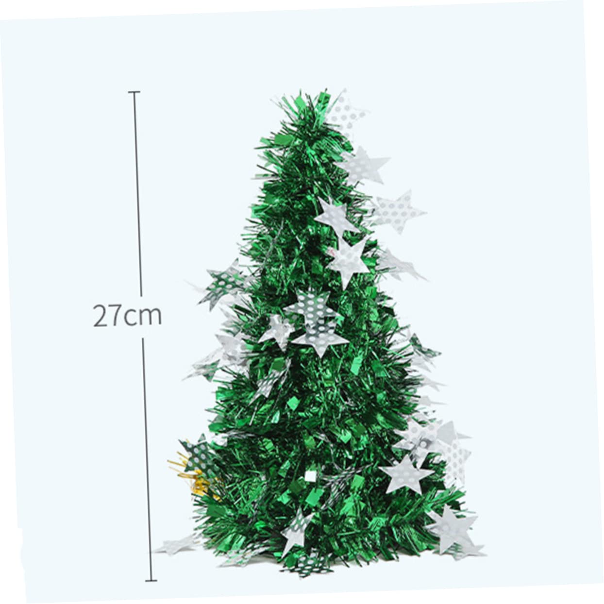 BCOATH Shiny Metalic Christmas Tree Tinsel Cones 5pcs Mini Desktop Tree Models for Party Decorations with Pendants