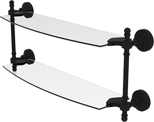 Miniatura 75 de Allied Brass RW-34/18 Retro Wave Collection - Estante de cristal de dos niveles de 18 pulgadas, gris mate Gris mate,Otoño Sparkle,Rojo (Fire Engine