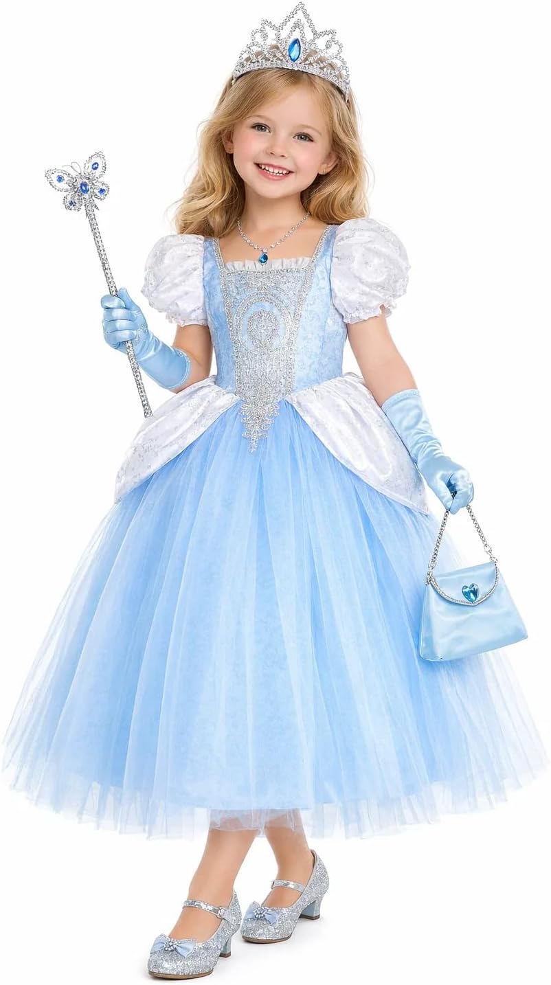 Girls Princess Aurora Costume Dress Pink Sleeping Beauty Outfits Dress up Clothes for Party Birthday