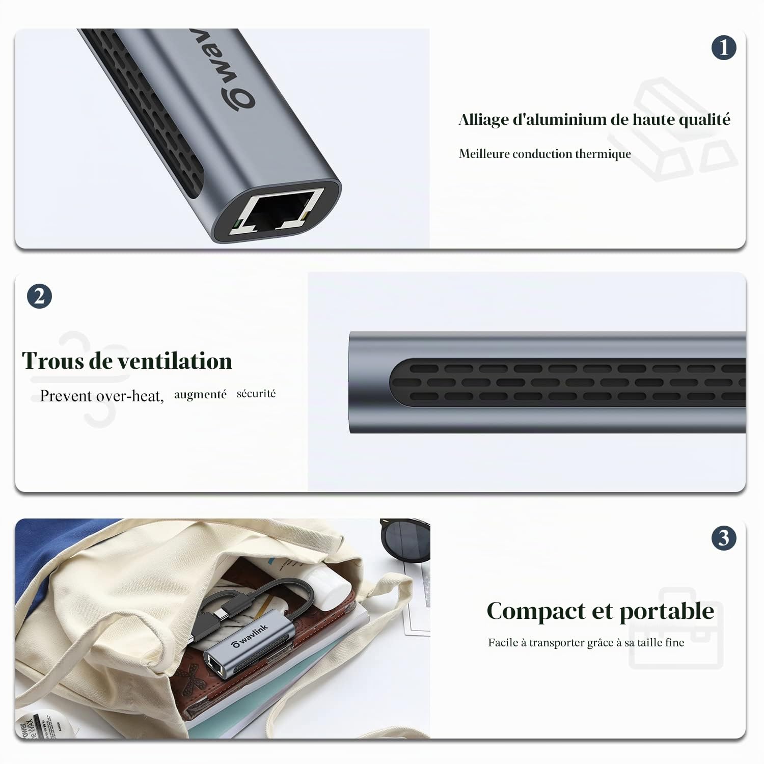 WAVLINK Adaptateur USB vers Ethernet 2.5G 2500Mbps Thunderbolt 3 USB C RJ45