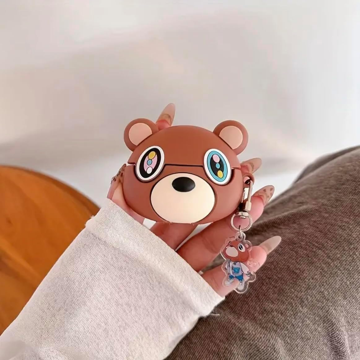 Kanye Graduation Bear Earphone Case Compatible with Apple AirPods Charging Case Cover Keychain (AirPod Pro/Pro2)