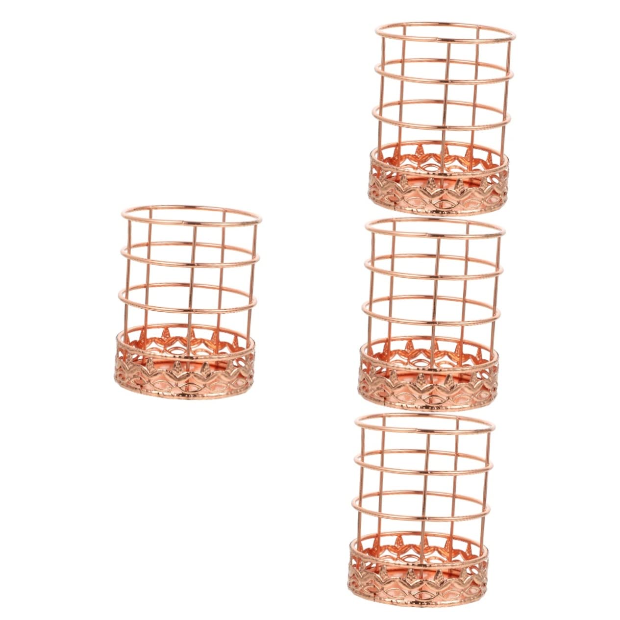 Gadpiparty 4 Pezzi portapenne in oro rosa Cartoleria multifunzionale Titolare organizer da scrivania e archiviazione organizer da tavolo per scrivania ferro battuto Rose Gold