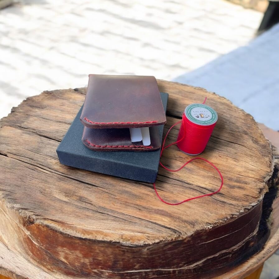 Handmade Crazy Horse Leather Wallet for Men – 100% Genuine Full-Grain Leather – Slim Bifold Wallet with RFID Blocking – Rustic Vintage Look – Gift for Him3