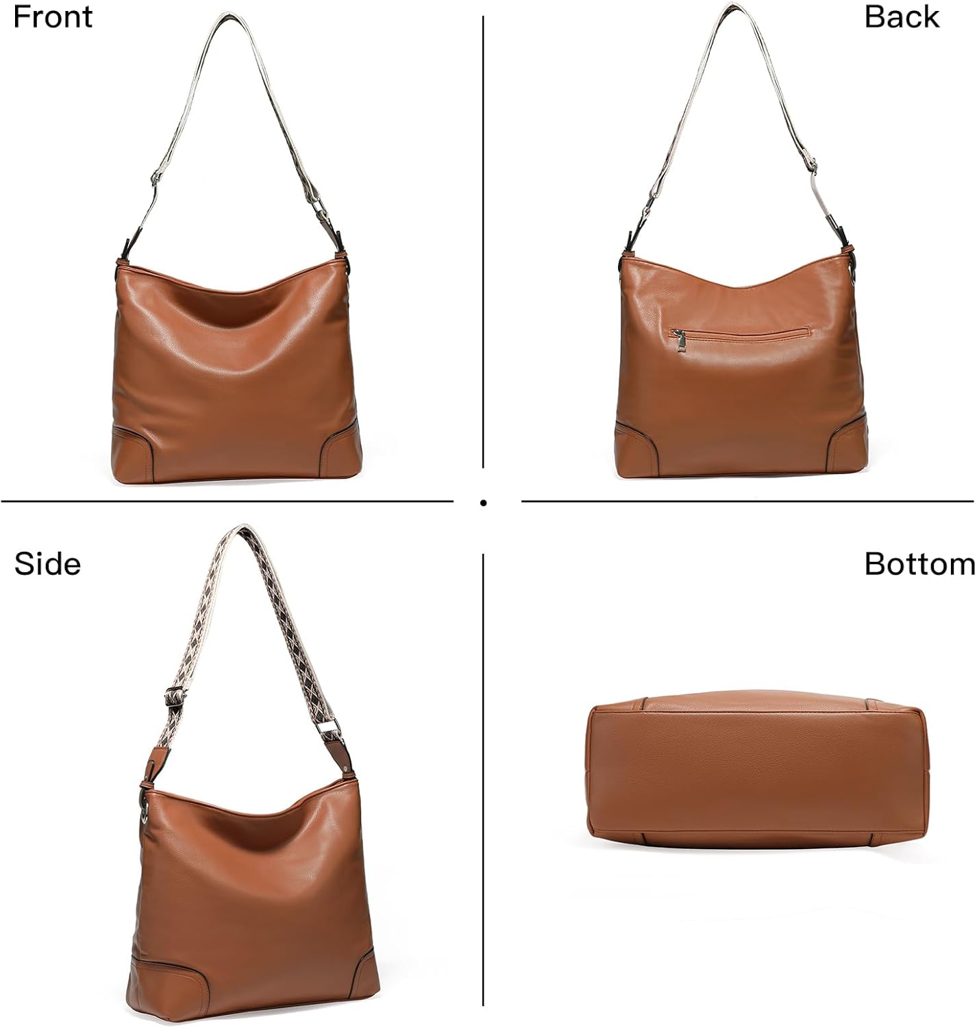 SENDEFN Women's Soft PU Leather Tote Shoulder Bag, Hobo Crossbody Shoulder Handbag, Big Capacity Ladies Travel Purse - Image 6