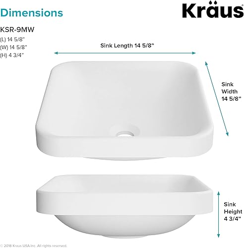 Miniatura 5 de Kraus KSR-9MW Natura - Lavabo para baño, color blanco mate