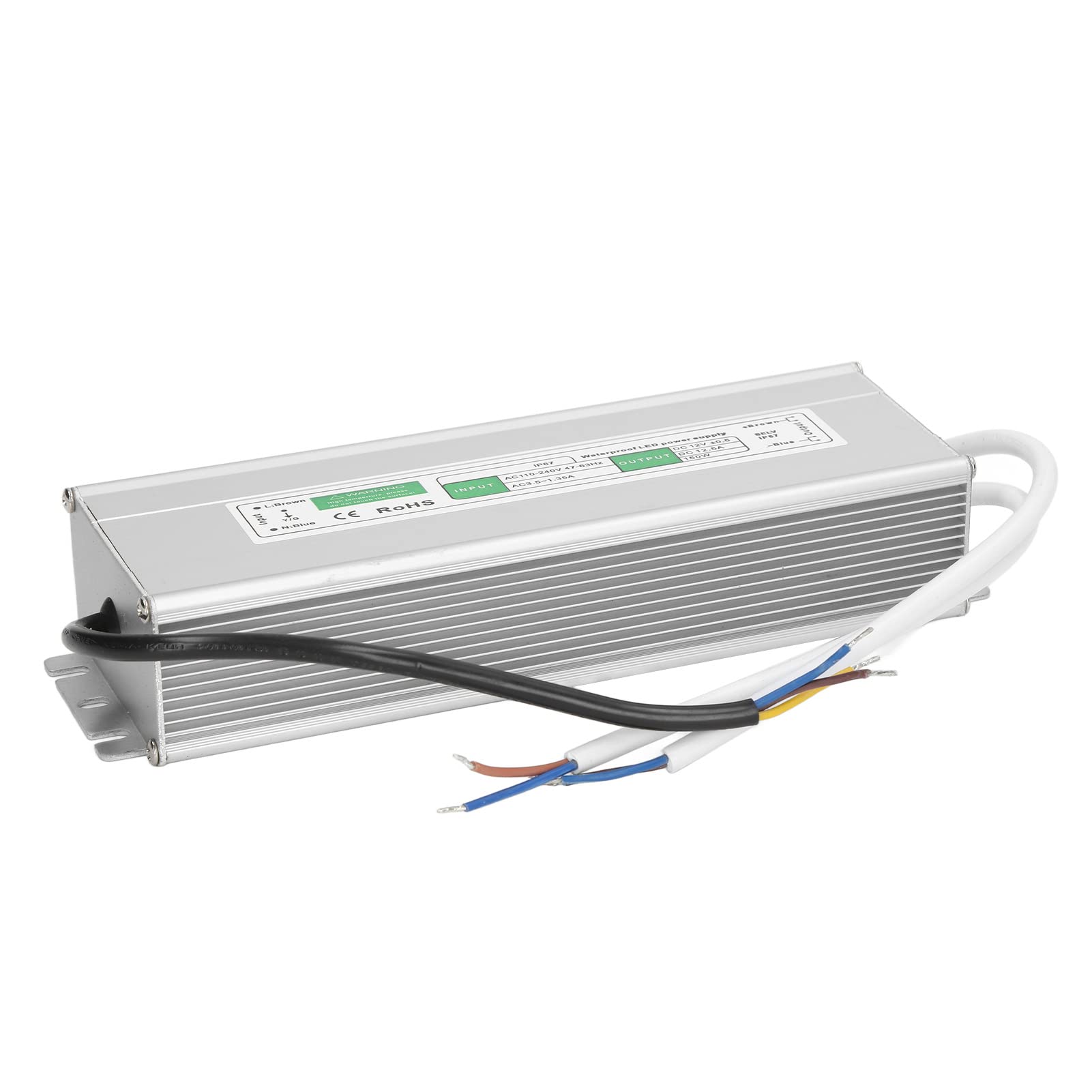 Transformador de controlador de potencia LED, 150 W, resistente al agua IP67, carcasa de aluminio, protección contra sobrecargas, fuente de alimentación para tiras de luces LED, (12V-150W)