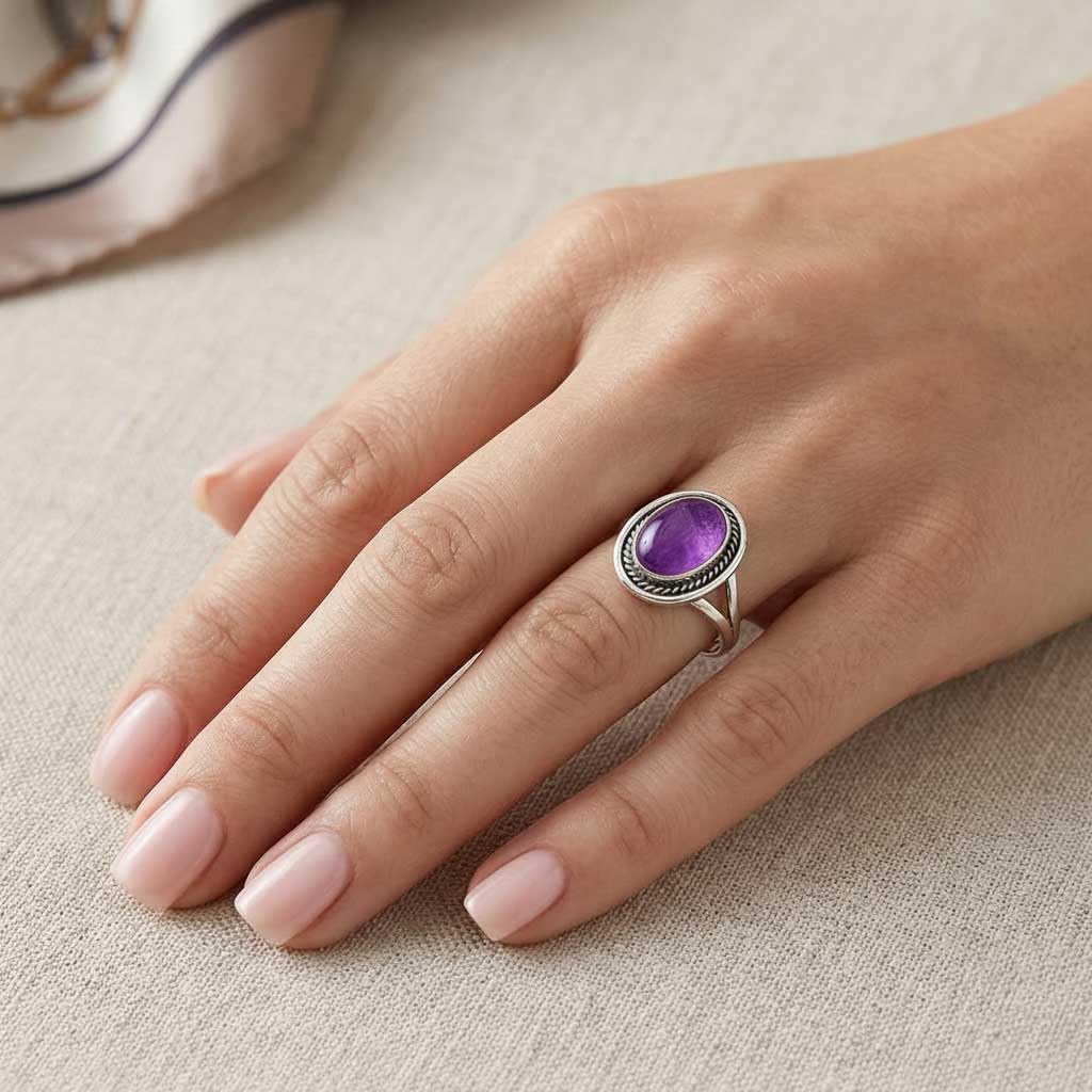 Handmade 925 Sterling Silver Overlay Ring Natural Gemstone Garnet, Rose Quartz, Turquoise, Labradorite Oval Boho Jewelry For Women