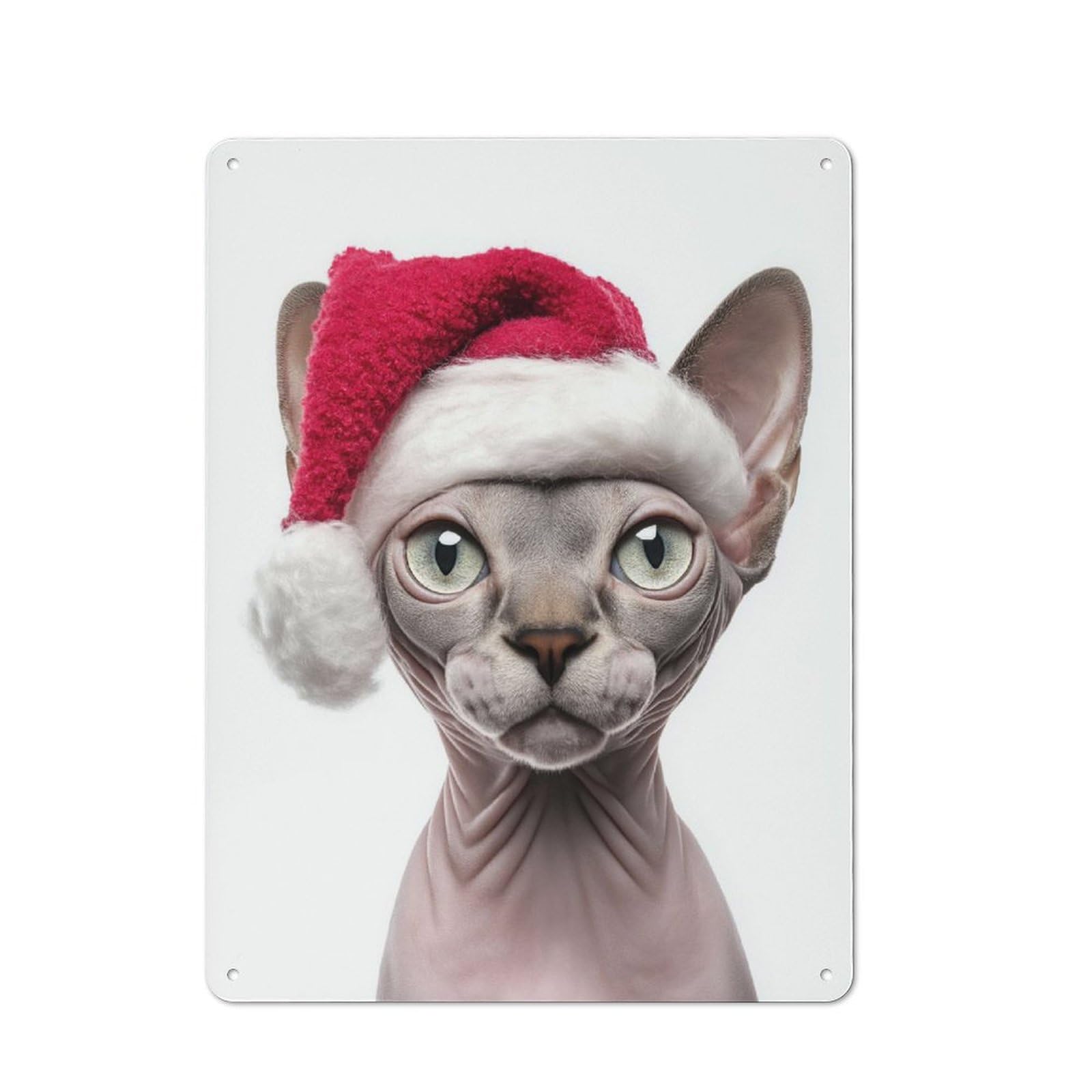 Junmoney Sphynx Cat Christmas Portrait Rustic Metal Sign 40X30cm For Kitchen Or Home Bar, Gift For Kitchen Decor Lovers During The Christmas Season