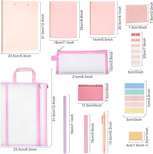 Miniatura 9 de Colarr Juego de 54 piezas de suministros escolares estéticos a granel, kit esencial de regreso a la escuela secundaria y universidad, sistema de