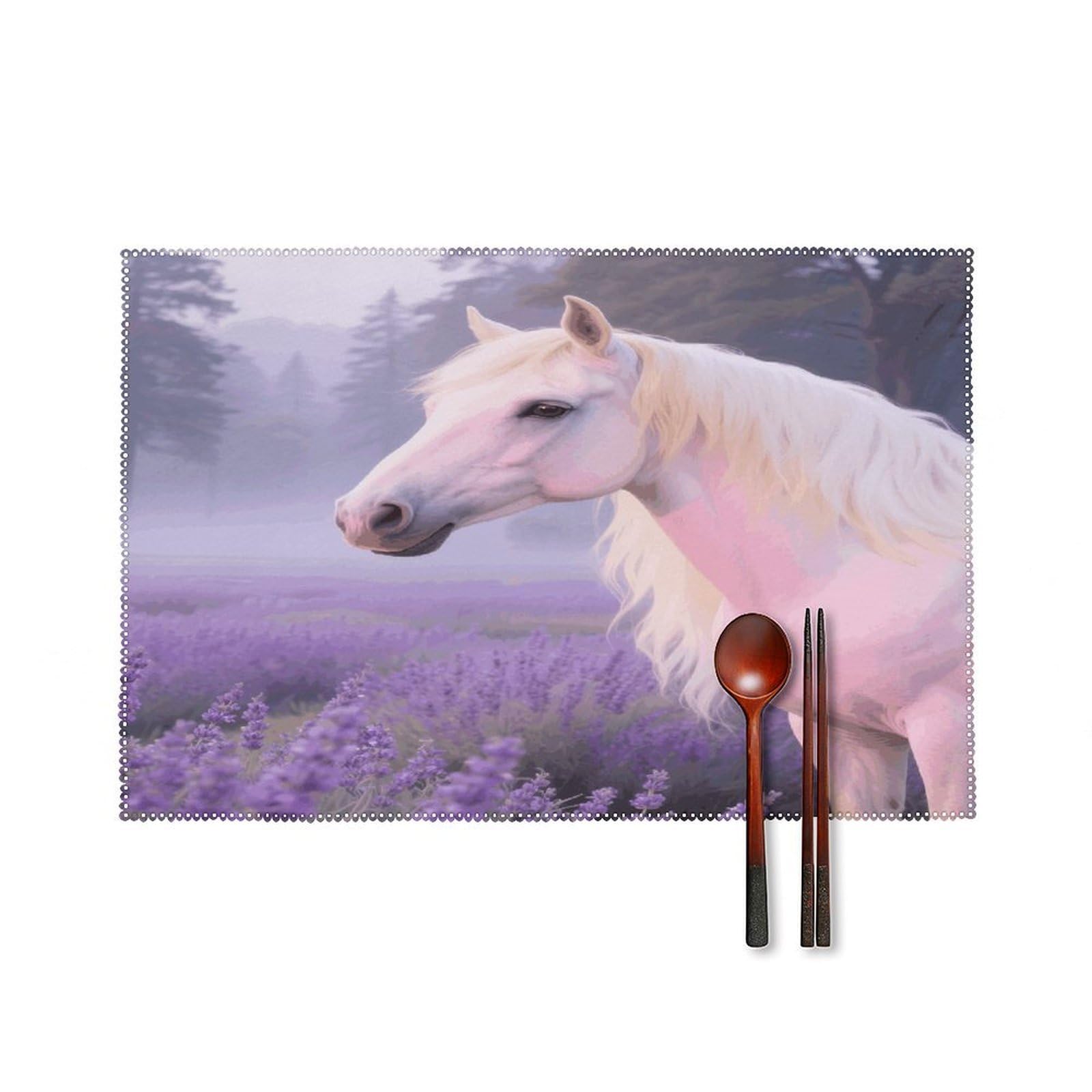 Palomino Horse Placemats Set of 4 Heat Resistant Non-Slip Place Mats for Dining Table Washable Placemat Wipeable Dining Table Mat Canvas Place Mats Dining Table Decor