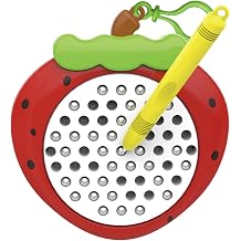 Magnetic Steel Ball Drawing Board, Animal Fruit Theme Portable Keychain Sketch Toy, Mini Magnet Dot Pad Panel for School Commutes Backpack Hanging