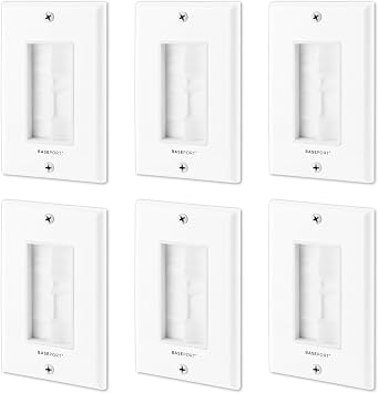 BASEPORT Brush Wall Plate with Low Voltage Mounting Bracket, White Single Gang Brush Wall Plate for Cable Through, Backwall, Cable Management, Home Theater System, Cable Wire, 1 Pack