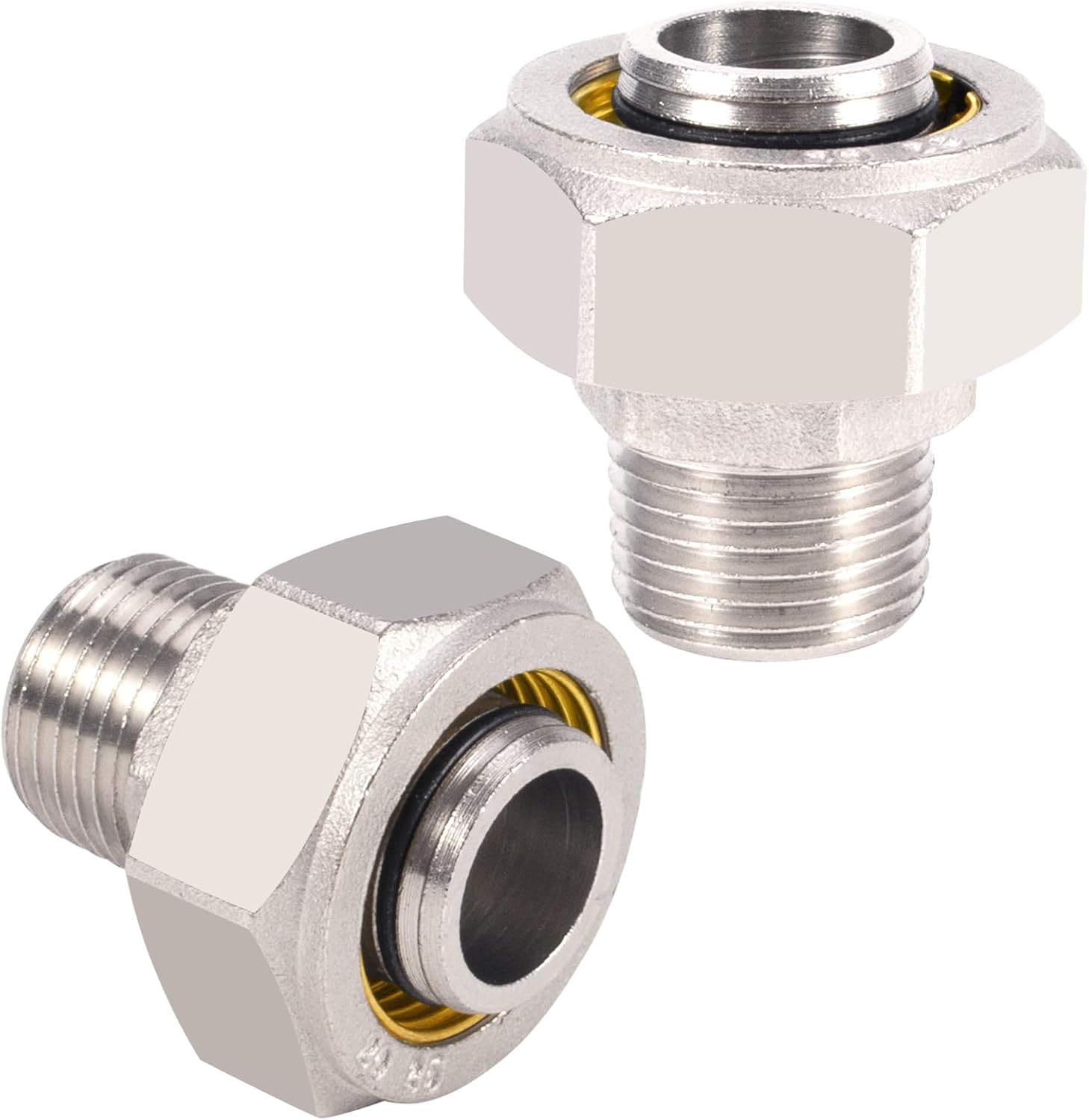 2pcs 3/4"×1/2" Air Line Fittings for Rapid Air System, Air Hose Fittings 3/4 Inch Single Connector Fit for Shop/Garage Compressed Air Piping, Brass-Nickel Plated, 200psi Working Pressure