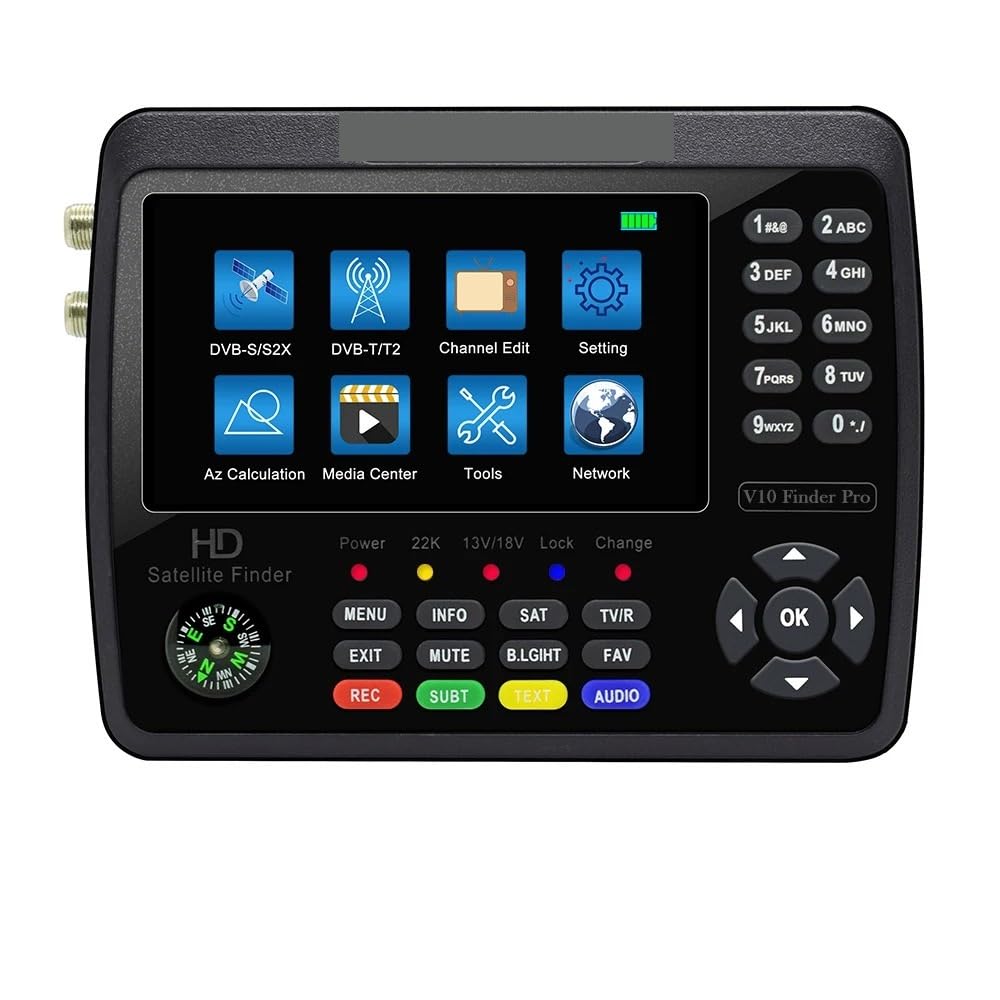 Satellite Finder, V10 Finder Pro Satellite TV Finder Meter 4.3inch DVB-S/S2/S2X/T/T2/C/H.265+AHD(8MP) PK ST-5150 V8 Finder Pro 2 V9