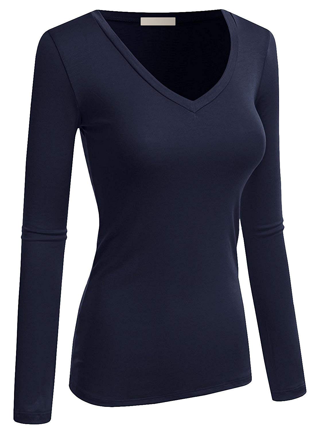 Active USAActive Basic Women's Basic Long Sleeve V-Neck Tee