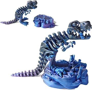 3D Printed -Piece Skeleton Tyrannosaurus Rex Movable Joints Fun Tyrannosaurus Rex Dragon 3D Printed Dinosaur Bs Tyrannosaurus Rex Desktop Decoration (black blue purple)
