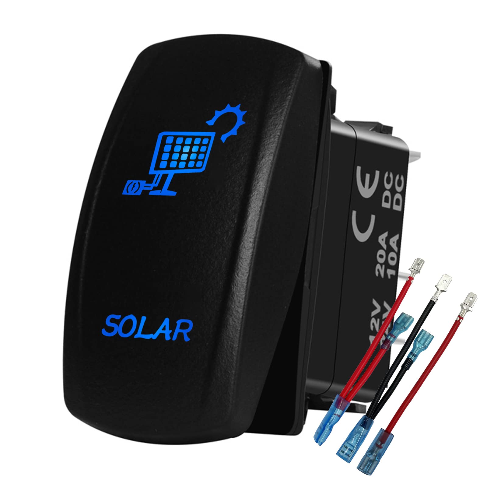 葵Switchライト×8 Amazon.com: Blue Led Solar Rocker Switch 5 Pin ON-Off SPST