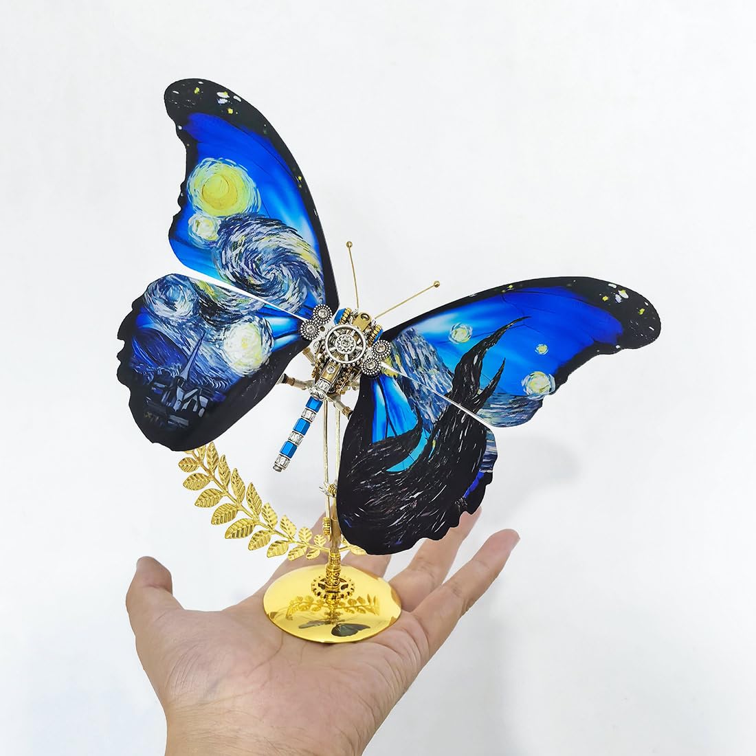 Kit modello farfalla puzzle in metallo 3D, 100 pezzi, fai da te, steampunk, meccanico, modello a farfalla con ali regolabili, decorazione artistica creativa da scrivania, regalo per adulti