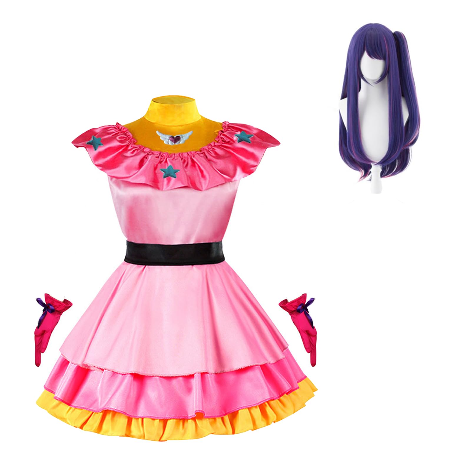 CR ROLECOS Anime Cosplay Set Hoshino Ai Hoshino Rubii Cosplay Disfraces con Wig, Oshi No Ko Cosplay Disfraces para niñas, Halloween, Carnaval, Cumpleaños, Fiesta, Disfraces de Navidad