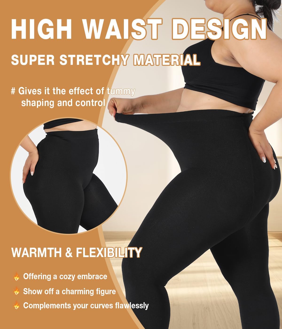 MERYLURE Plus Size Fleece Lined Tights, Warm Winter Thermal Pantyhose Women, Queen Thick High Waisted Opaque Leggings - Image 4