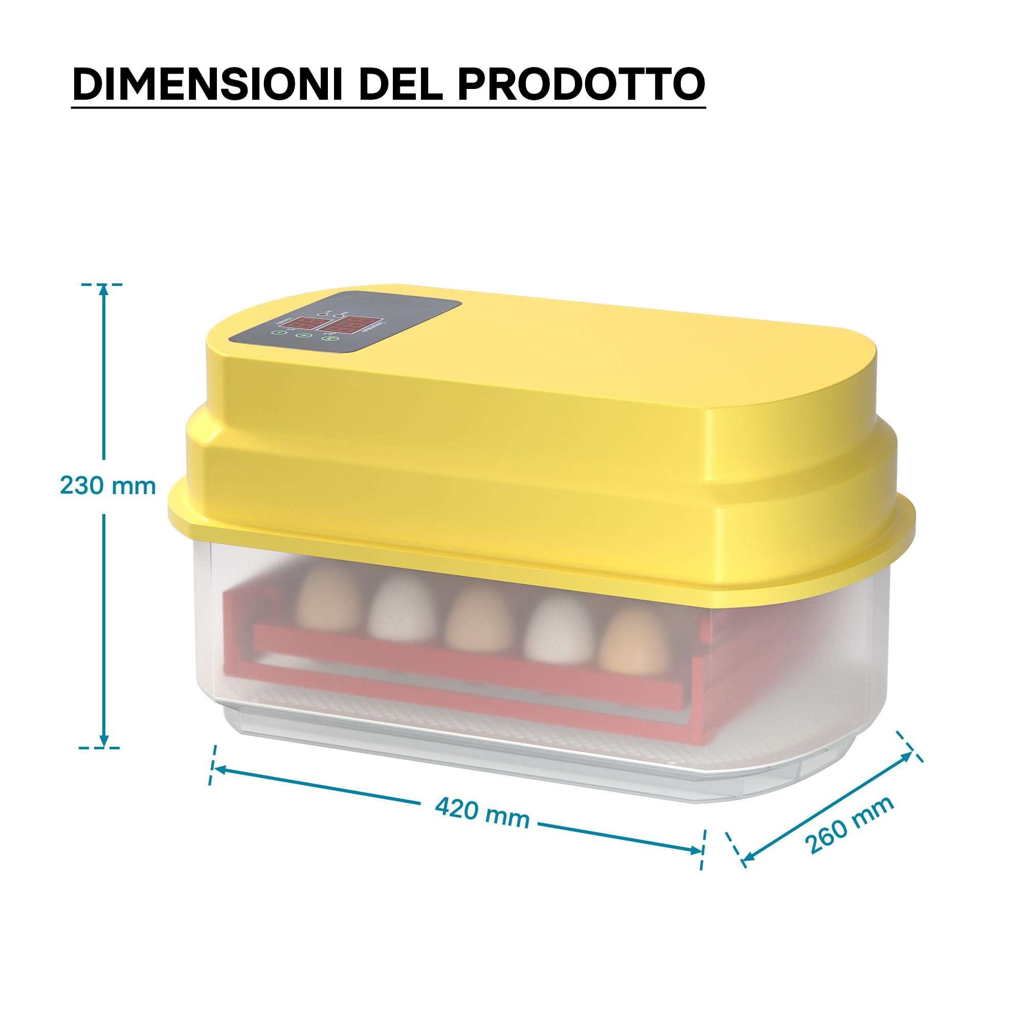Wiltec Incubatrice automatica per 15 uova, con regolazione temperatura e umidità, Covatrice