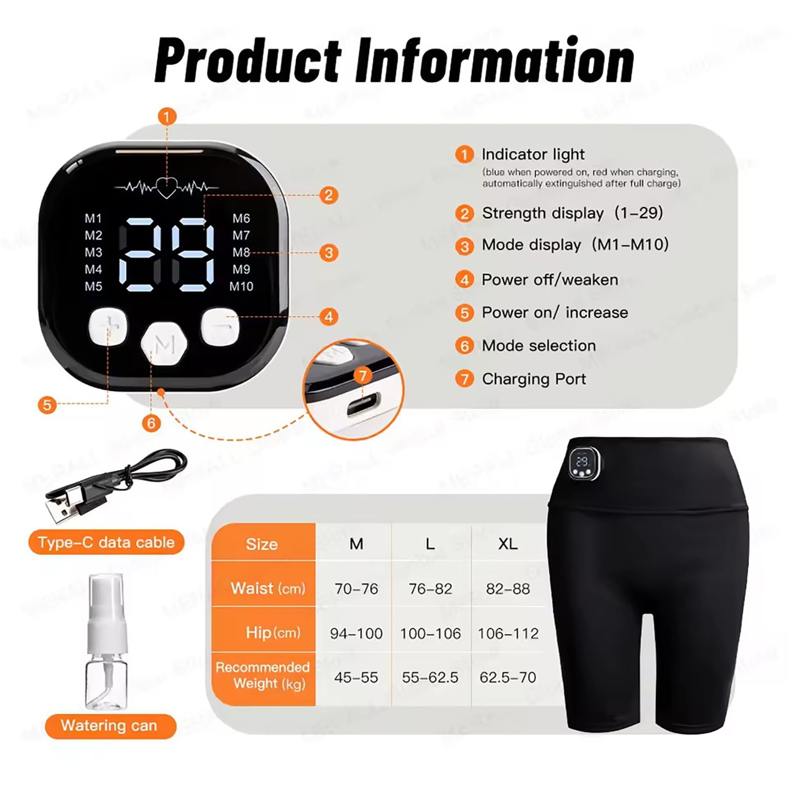 Generico Pantaloni da Fitness EMS Pulse, Leggings Intelligenti EMS per Attivare i Muscoli di Glutei, Fianchi e Cosce, Sollevamento Fianchi, Adatti per Yoga, Pilates, Corsa e Fitness
