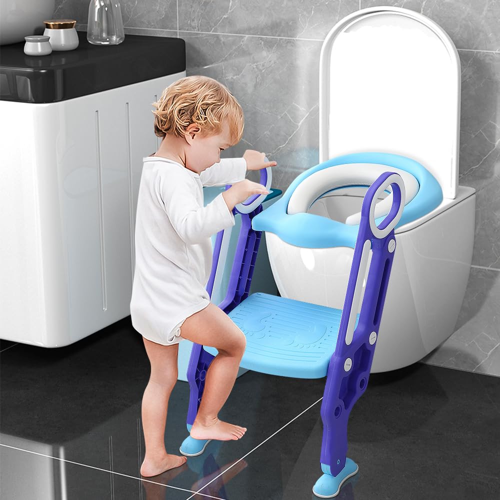 Homewell Riduttore WC per bambini con gradini, 2 in 1, rialzo WC per bambini per ragazzi e ragazze, sgabello per scale, sedile WC antiscivolo scala riduttore